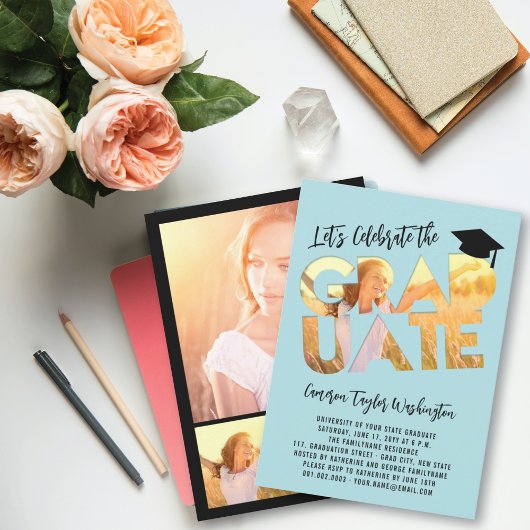 卒業カッコいい切り出し写真モダン卒業会 招待状