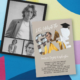 卒業カッコいい切り出し写真モダン卒業会 招待状