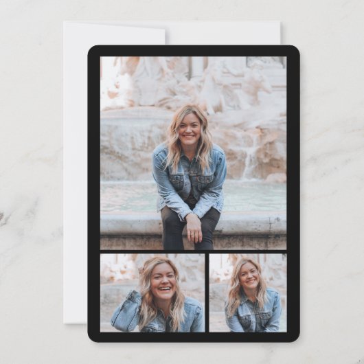 卒業カッコいい切り出し写真モダン卒業会 招待状 (裏面)