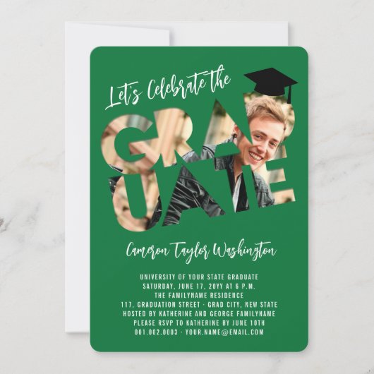 卒業カッコいい切り出し写真モダン卒業会 招待状 (正面)