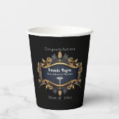 卒業カドゥセウスエレガントブラック金ゴールドホワイト 紙コップ (裏面)