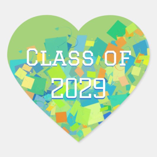 卒業カラフルハートシール ハートシール (正面)