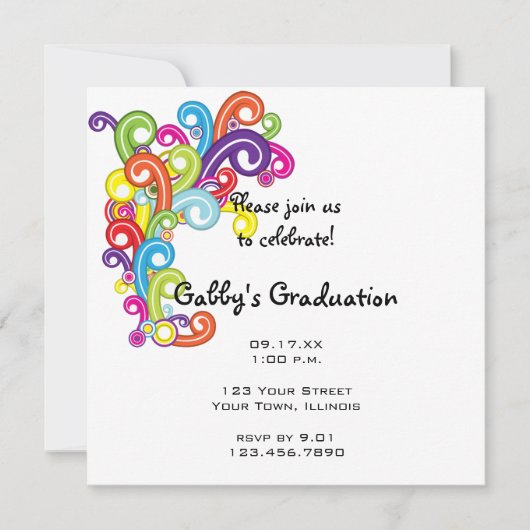 卒業カラフルパーティー招待状 招待状 (正面)