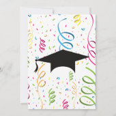 卒業カラフルパーティー日付カードの保存 招待状 (裏面)