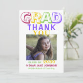 卒業カラフル中学校の卒業写真 サンキューカード (スタンド正面)