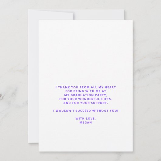 卒業カラフル中学校の卒業写真 サンキューカード (裏面)