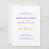 卒業カラフル中学校の卒業写真 招待状 (裏面)