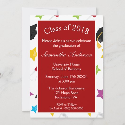 卒業カラフル会 招待状 (正面)