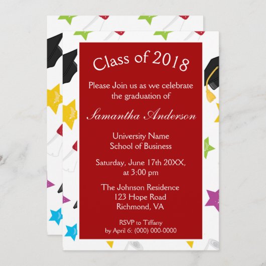 卒業カラフル会 招待状 (正面/裏面)