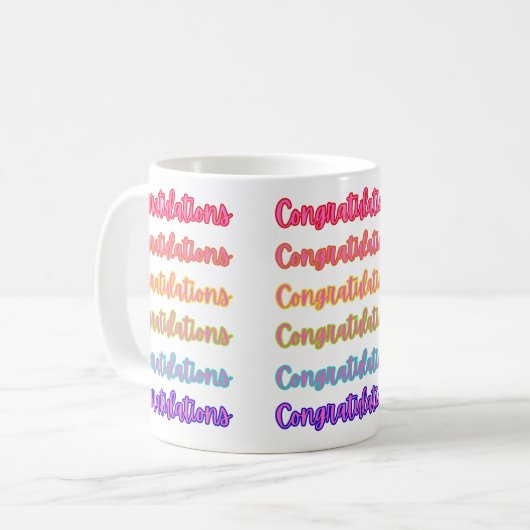 卒業カラフル文字おめでとう コーヒーマグカップ (正面左)