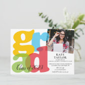 卒業カラフル2写真卒業パーティー招待状 招待状 (スタンド正面)