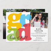 卒業カラフル2写真卒業パーティー招待状 招待状 (正面/裏面)