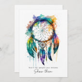 卒業カードレインボードリームキャッチャー水彩画 サンキューカード (正面/裏面)