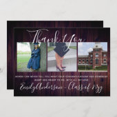 卒業カード3 x PHOTOコラージュありがとう素朴 サンキューカード (正面/裏面)