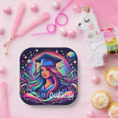 卒業ガールインネオンカラーカスタム ペーパープレート (パーティー)