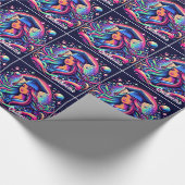 卒業ガールインネオンカラーカスタム ラッピングペーパー (角)