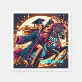 卒業ガールオンホースファンシーカスタム スタンダードカクテルナプキン