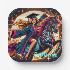 卒業ガールオンホースファンシーカスタム ペーパープレート