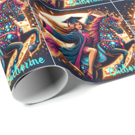 卒業ガールオンホースファンシーカスタム ラッピングペーパー