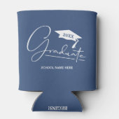 卒業キャップで青で卒業 缶クーラー (裏面)