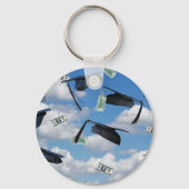 卒業キャップとお金を空に キーホルダー (正面)