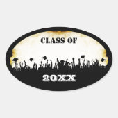 卒業キャップとガウンのシールの種類 楕円形シール (正面)