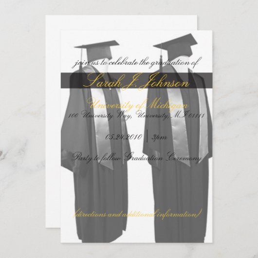 卒業キャップとガウンパーティの招待状 招待状 (正面/裏面)