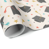 卒業キャップとタッセルオンクリーム ラッピングペーパー (ロールコーナー)