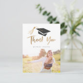 卒業キャップとタッセルゴールドフォイルフォト 案内状 (スタンド正面)