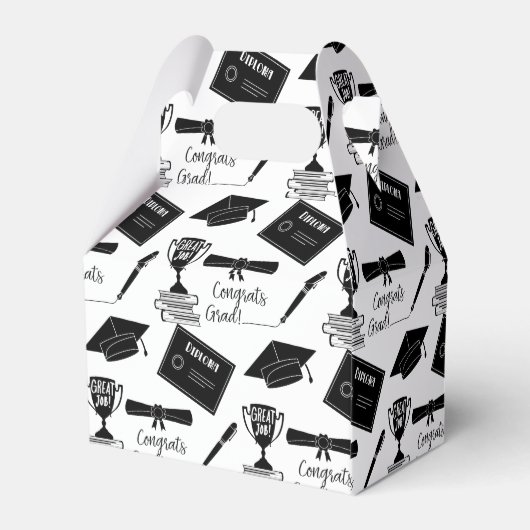 卒業キャップと卒業証書コラージュおめでとう フェイバーボックス (裏面サイド)