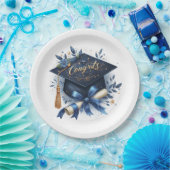 卒業キャップと卒業証書 ペーパープレート (パーティー)