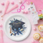 卒業キャップと卒業証書 ペーパープレート (パーティー)