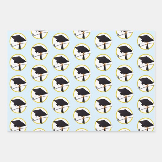 卒業キャップと卒業証書 ラッピングペーパーシート (正面2)