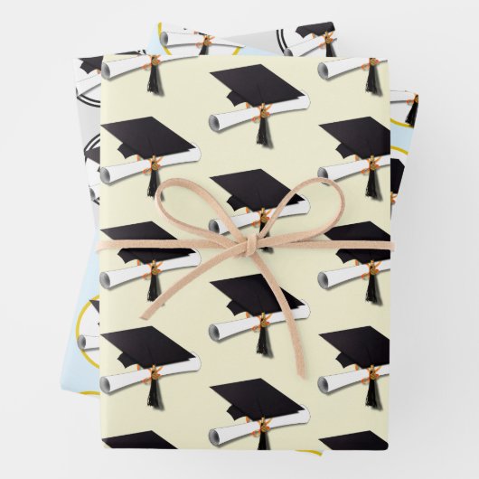 卒業キャップと卒業証書 ラッピングペーパーシート (インサイチュ)
