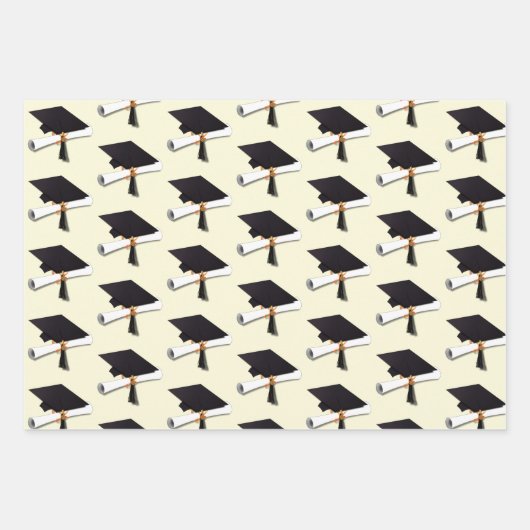 卒業キャップと卒業証書 ラッピングペーパーシート (正面)