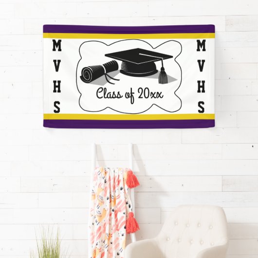 卒業キャップと卒業証書 横断幕 (インサイチュ)