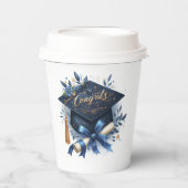 卒業キャップと卒業証書 紙コップ (正面)