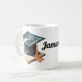 卒業キャップと本 コーヒーマグカップ (正面左)