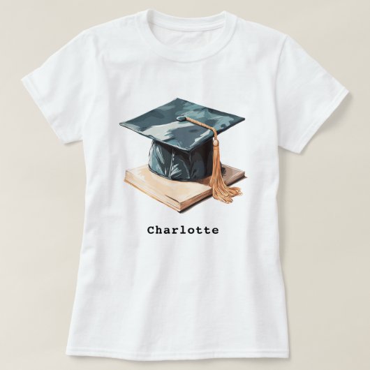 卒業キャップと本 Tシャツ (デザイン正面)