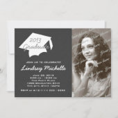 卒業キャップと石板写真 招待状 (正面)