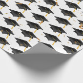 卒業キャップと金ゴールド紙吹雪 ラッピングペーパー (角)