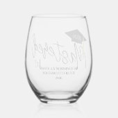 卒業キャップをマスター ステムなしワイングラス (裏面)