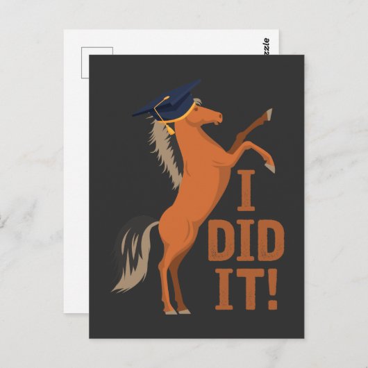 卒業キャップを卒業して馬をやった ポストカード (正面/裏面)