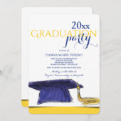 卒業キャップイエローバック招待状 招待状 (正面/裏面)