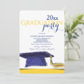 卒業キャップイエローバック招待状 招待状 (スタンド正面)