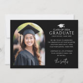 卒業キャップエレガントアーチ黒写真 案内状 (正面)