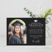 卒業キャップエレガントアーチ黒写真 案内状 (スタンド正面)
