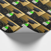 卒業キャップオンシャンパンボトル祝 ラッピングペーパー (角)