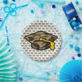 卒業キャップカキ迷彩柄 ペーパープレート (パーティー)