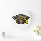 卒業キャップカキ迷彩柄 ラージ壁時計 (ホーム)